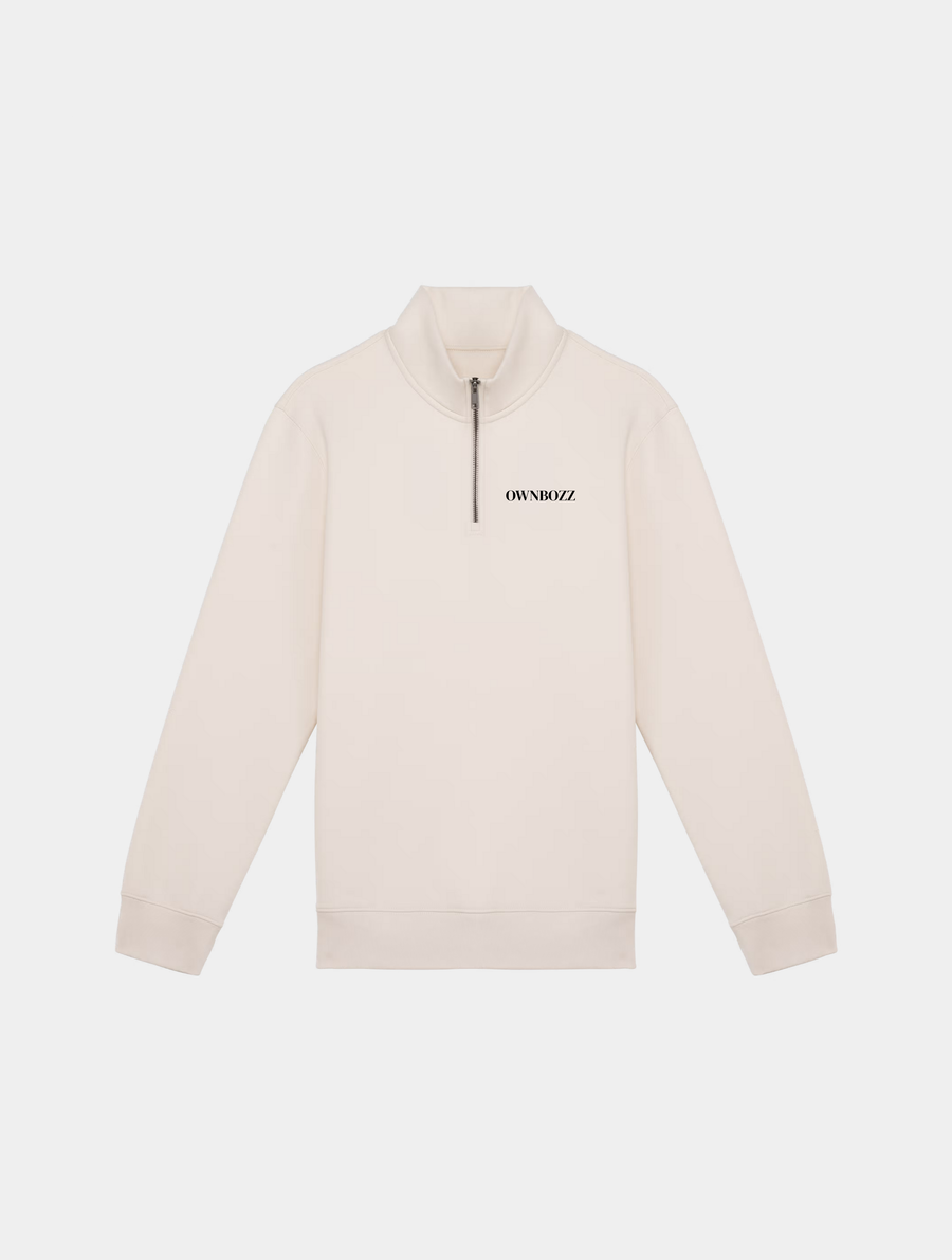 OWNBOZZ HALF ZIP SWEATER — Ivory